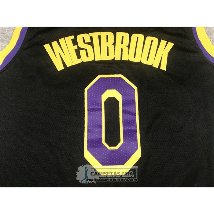 Camiseta Los Angeles Lakers Russell Westbrook NO 0 Statement 2021-22 Negro